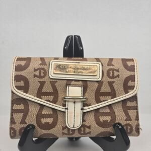 Etienne Beige Signature Coated Canvas Compact Wallet